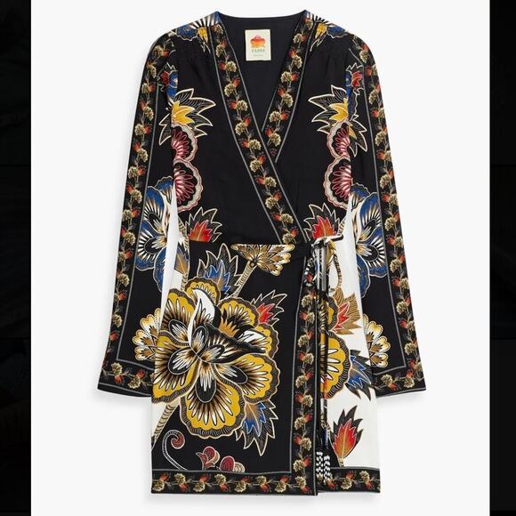 FARM Rio Dresses & Skirts - NWT $248 Farm Rio Maxi Floral-print Crepe Wrap Mini Dress